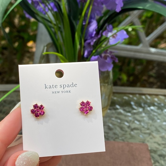 Kate Spade Pink Magenta Flower Earrings NWT - Picture 3 of 16